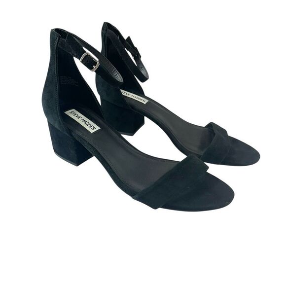 Steve Madded Black Suede Block Heel Irenne Sandal, 10 - Picture 2 of 10